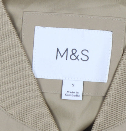 Marks and Spencer Men Beige Small Bomber Jacket Full Zip Lined