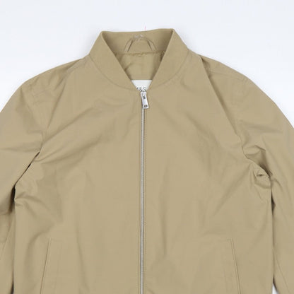 Marks and Spencer Men Beige Small Bomber Jacket Full Zip Lined