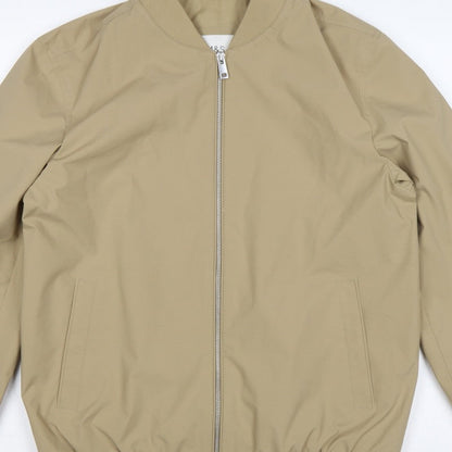 Marks and Spencer Men Beige Small Bomber Jacket Full Zip Lined