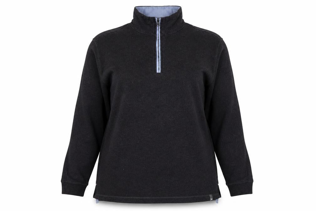 BAM Women's Black XL Bamboo 1/4 Zip Fleece Sweatshirt High Neck