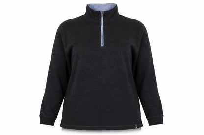 BAM Women's Black XL Bamboo 1/4 Zip Fleece Sweatshirt High Neck