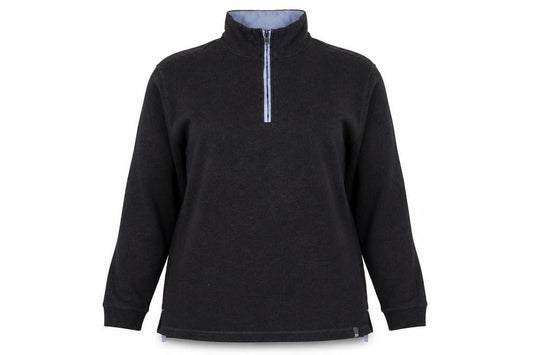 BAM Women's Black XL Bamboo 1/4 Zip Fleece Sweatshirt High Neck