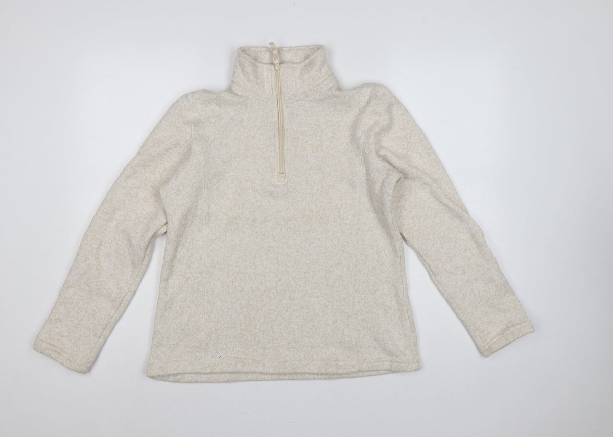 Mountain Warehouse Women Beige UK 14 Half Zip Fleece Sweatshirt