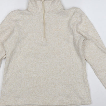 Mountain Warehouse Women Beige UK 14 Half Zip Fleece Sweatshirt