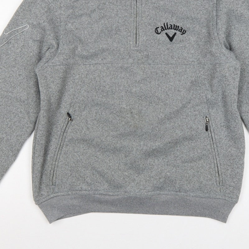 Callaway Men’s Grey S Pullover 1/4 Zip Fleece Golf Sweatshirt Logo