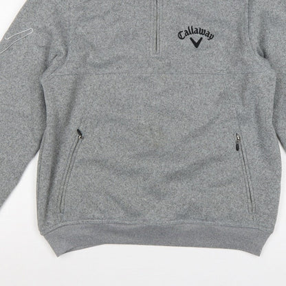 Callaway Men’s Grey S Pullover 1/4 Zip Fleece Golf Sweatshirt Logo