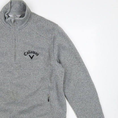 Callaway Men’s Grey S Pullover 1/4 Zip Fleece Golf Sweatshirt Logo
