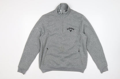 Callaway Men’s Grey S Pullover 1/4 Zip Fleece Golf Sweatshirt Logo