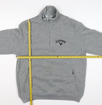 Callaway Men’s Grey S Pullover 1/4 Zip Fleece Golf Sweatshirt Logo