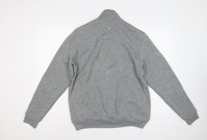 Callaway Men’s Grey S Pullover 1/4 Zip Fleece Golf Sweatshirt Logo