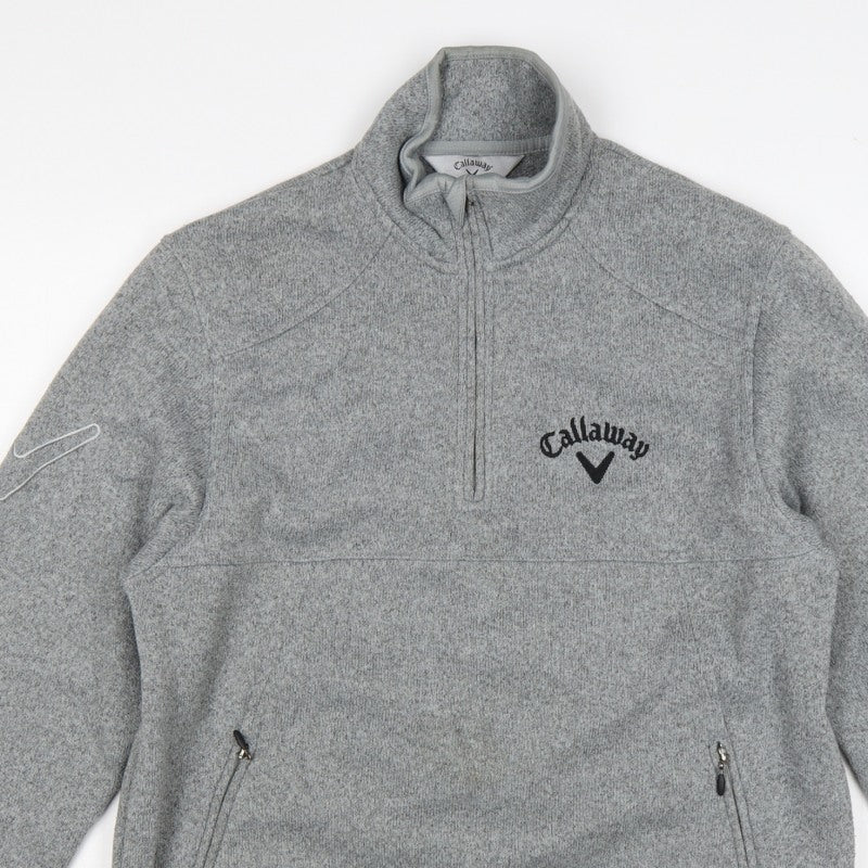 Callaway Men’s Grey S Pullover 1/4 Zip Fleece Golf Sweatshirt Logo