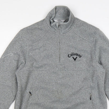 Callaway Men’s Grey S Pullover 1/4 Zip Fleece Golf Sweatshirt Logo