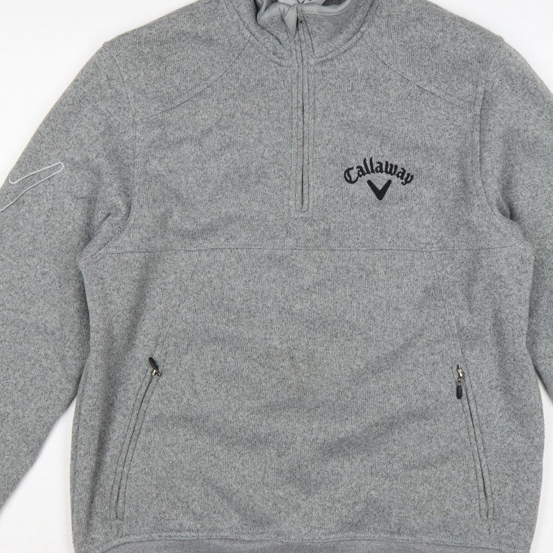 Callaway Men’s Grey S Pullover 1/4 Zip Fleece Golf Sweatshirt Logo