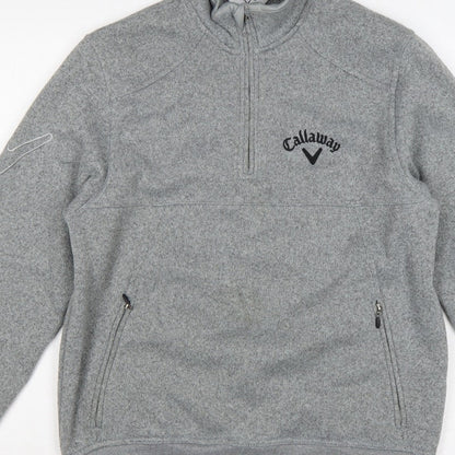 Callaway Men’s Grey S Pullover 1/4 Zip Fleece Golf Sweatshirt Logo