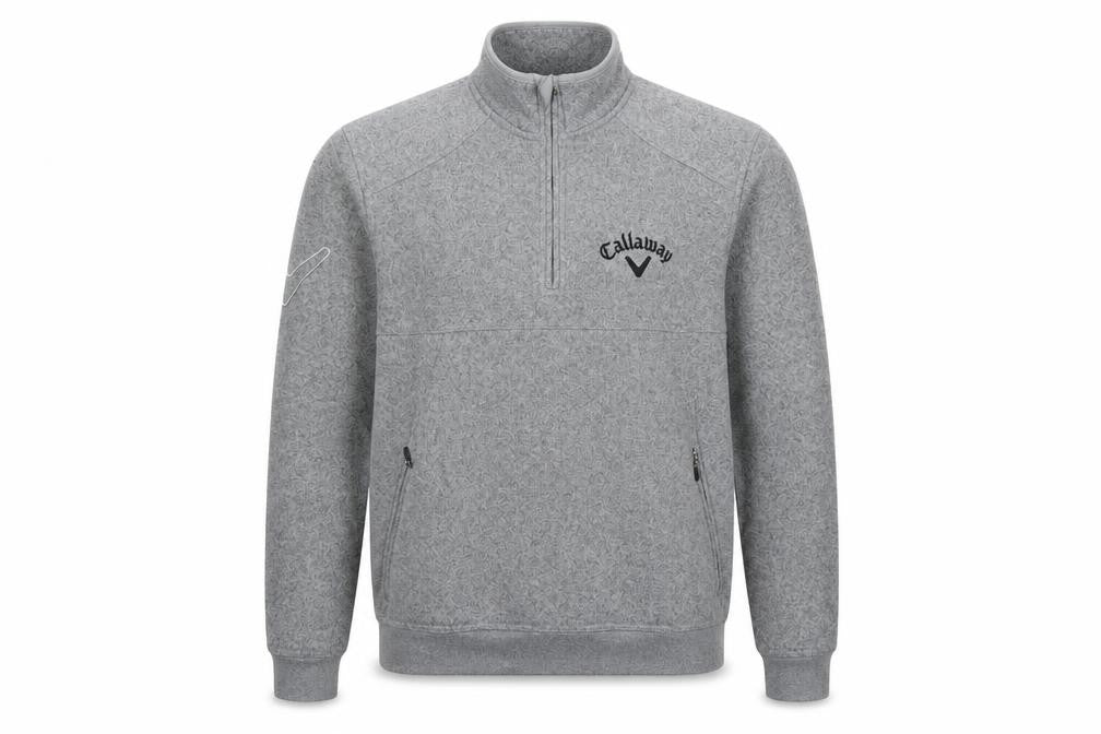 Callaway Men’s Grey S Pullover 1/4 Zip Fleece Golf Sweatshirt Logo