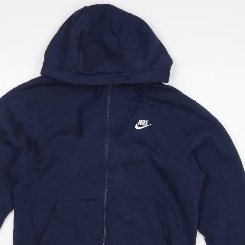 Nike Men’s Blue S Full Zip Hooded Fleece Sweatshirt Logo