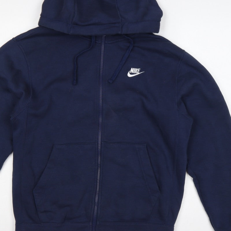 Nike Men’s Blue S Full Zip Hooded Fleece Sweatshirt Logo