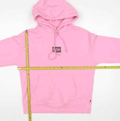 Levi's Women Pink S Pullover Hoodie Logo Cotton Hooded Kangaroo Pocket