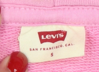 Levi's Women Pink S Pullover Hoodie Logo Cotton Hooded Kangaroo Pocket