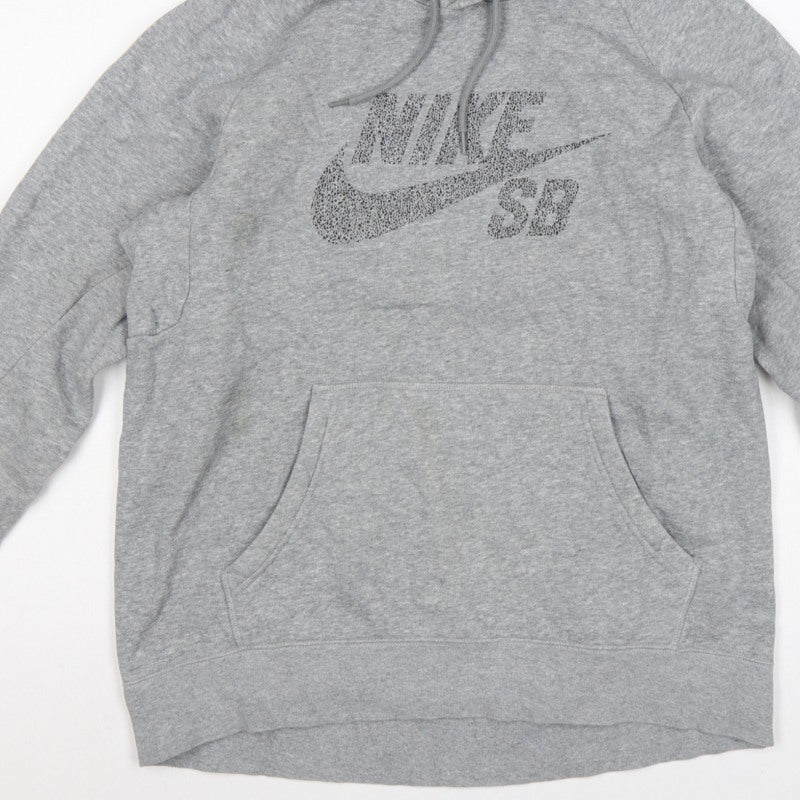 Nike SB Men’s Grey L Pullover Hoodie Logo Graphic Skateboarding Fleece