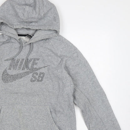 Nike SB Men’s Grey L Pullover Hoodie Logo Graphic Skateboarding Fleece