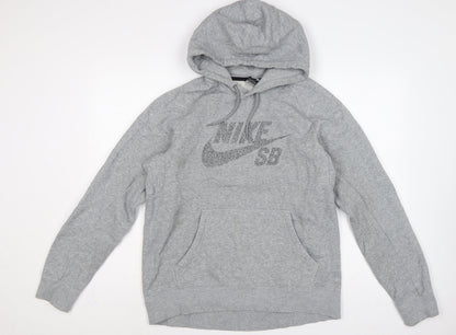 Nike SB Men’s Grey L Pullover Hoodie Logo Graphic Skateboarding Fleece