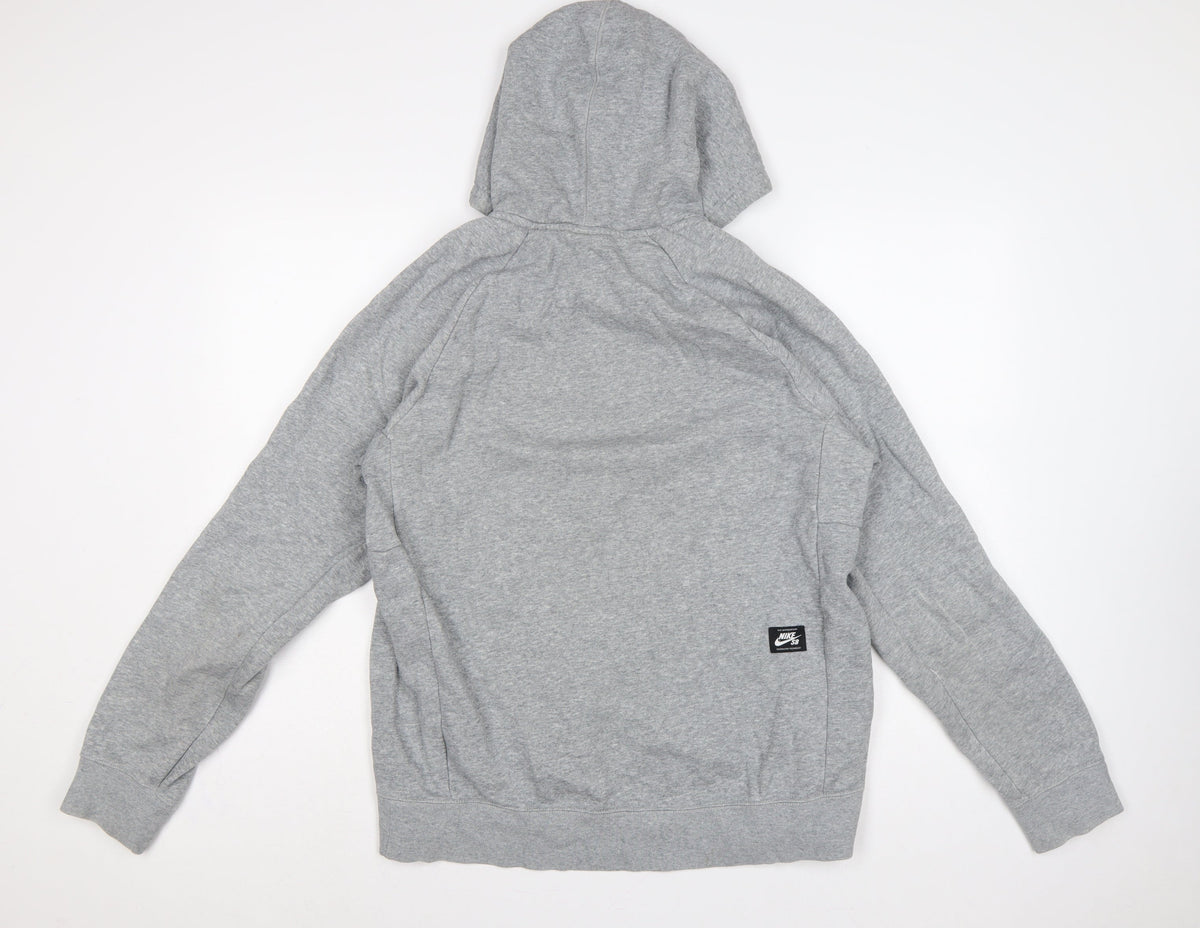 Nike SB Men’s Grey L Pullover Hoodie Logo Graphic Skateboarding Fleece