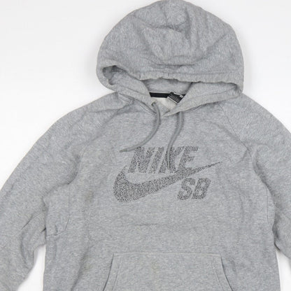 Nike SB Men’s Grey L Pullover Hoodie Logo Graphic Skateboarding Fleece