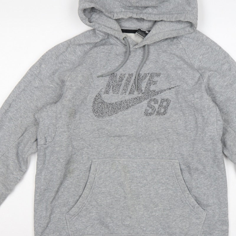 Nike SB Men’s Grey L Pullover Hoodie Logo Graphic Skateboarding Fleece