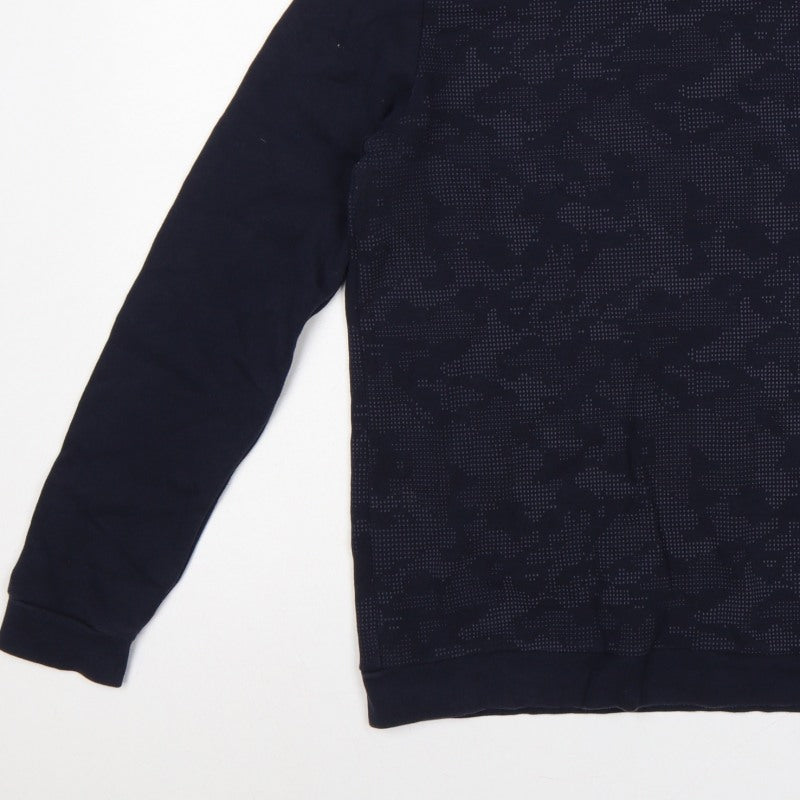 DeFacto Men’s Blue S Slim Fit Camo Crew Neck Pullover Sweatshirt