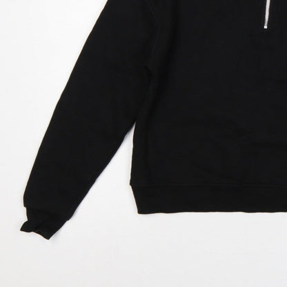 Pull&Bear Women's Black S Quarter Zip High Neck Pullover Sweatshirt