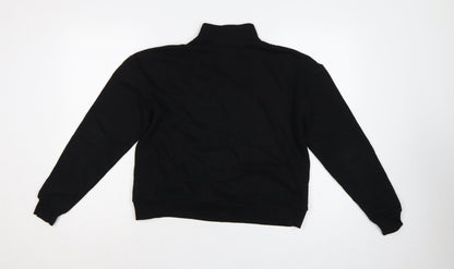 Pull&Bear Women's Black S Quarter Zip High Neck Pullover Sweatshirt