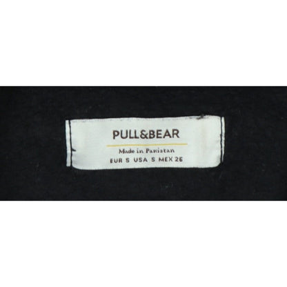 Pull&Bear Women's Black S Quarter Zip High Neck Pullover Sweatshirt