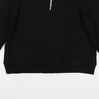 Pull&Bear Women's Black S Quarter Zip High Neck Pullover Sweatshirt