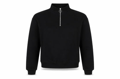 Pull&Bear Women's Black S Quarter Zip High Neck Pullover Sweatshirt