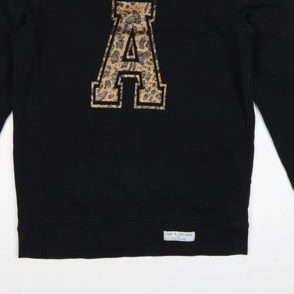 Hari & The Gang Women's Black M Pullover Sweatshirt Leopard A Logo
