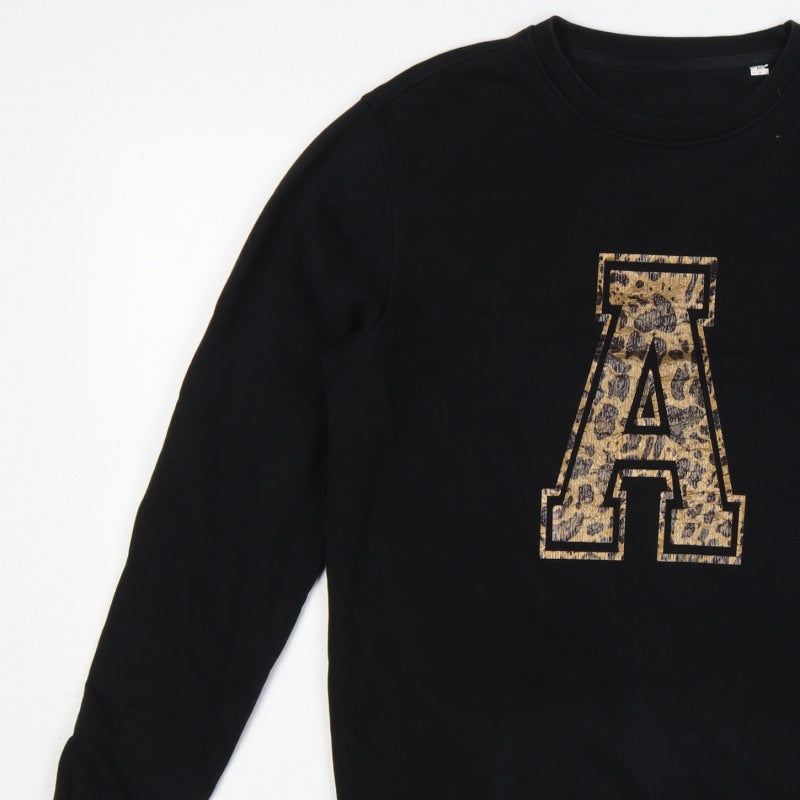 Hari & The Gang Women's Black M Pullover Sweatshirt Leopard A Logo