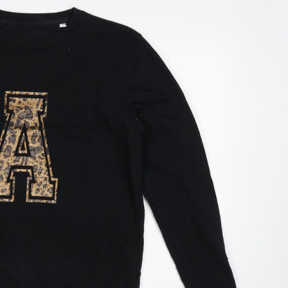 Hari & The Gang Women's Black M Pullover Sweatshirt Leopard A Logo