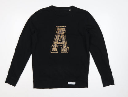 Hari & The Gang Women's Black M Pullover Sweatshirt Leopard A Logo