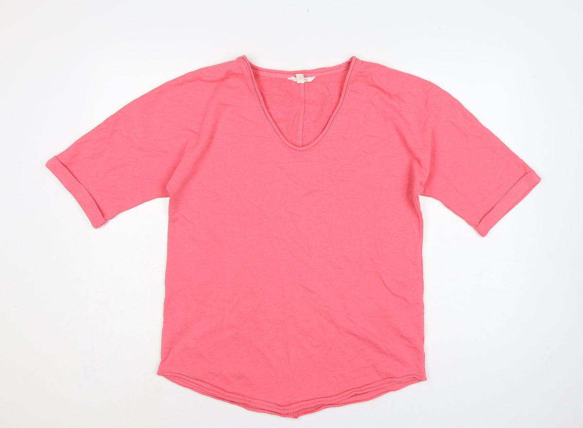 Marks & Spencer Women Pink UK 8 Pullover Short Sleeve V-Neck Sweatshirt