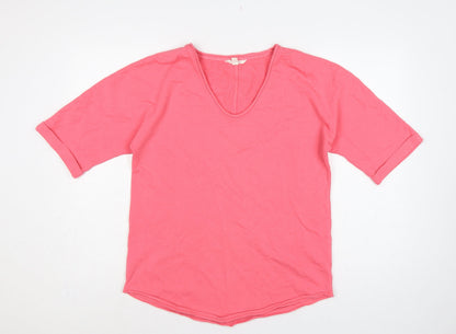 Marks & Spencer Women Pink UK 8 Pullover Short Sleeve V-Neck Sweatshirt