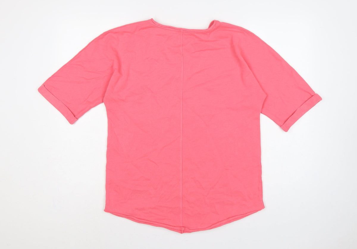 Marks & Spencer Women Pink UK 8 Pullover Short Sleeve V-Neck Sweatshirt