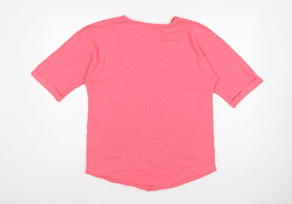 Marks & Spencer Women Pink UK 8 Pullover Short Sleeve V-Neck Sweatshirt