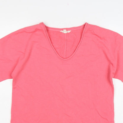 Marks & Spencer Women Pink UK 8 Pullover Short Sleeve V-Neck Sweatshirt