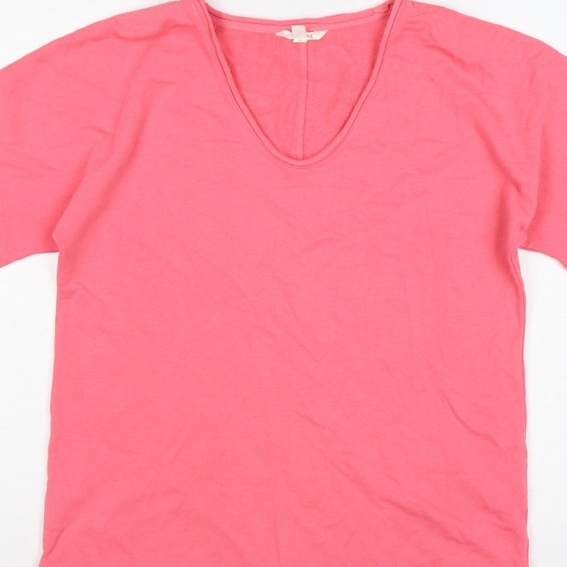 Marks & Spencer Women Pink UK 8 Pullover Short Sleeve V-Neck Sweatshirt
