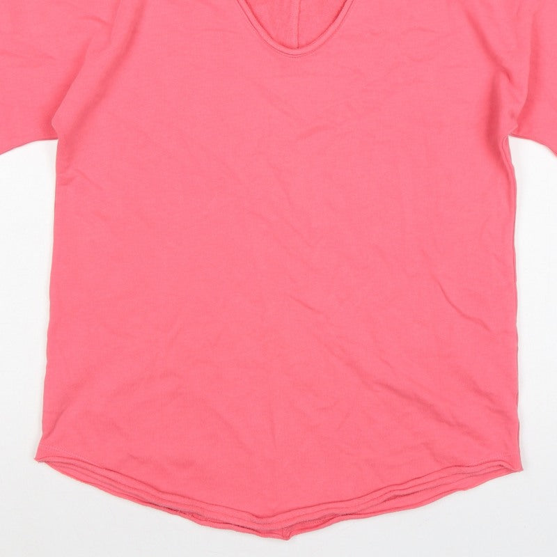Marks & Spencer Women Pink UK 8 Pullover Short Sleeve V-Neck Sweatshirt