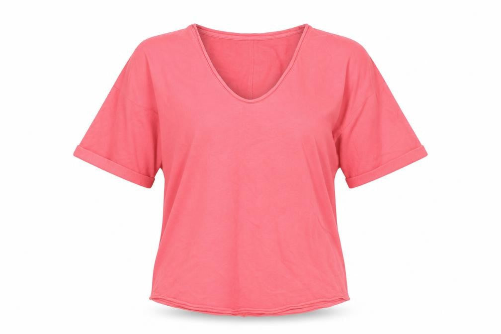 Marks & Spencer Women Pink UK 8 Pullover Short Sleeve V-Neck Sweatshirt