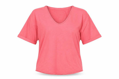Marks & Spencer Women Pink UK 8 Pullover Short Sleeve V-Neck Sweatshirt