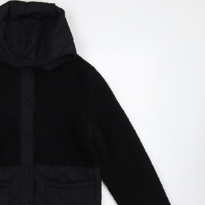M&S Women’s Black UK 10 Hooded Quilted Fleece Puffer Jacket