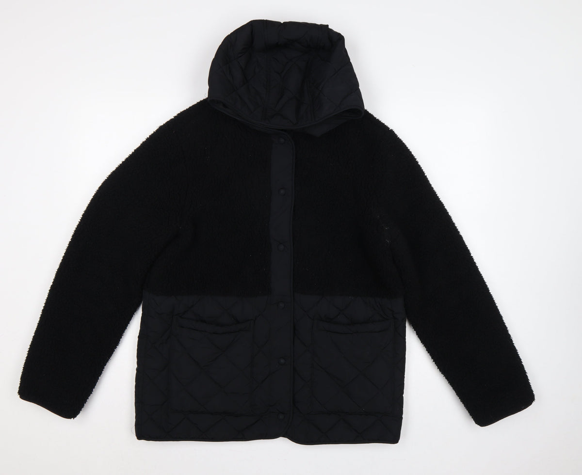 M&S Women’s Black UK 10 Hooded Quilted Fleece Puffer Jacket